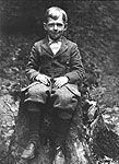 A Boy Sitting on a Stump